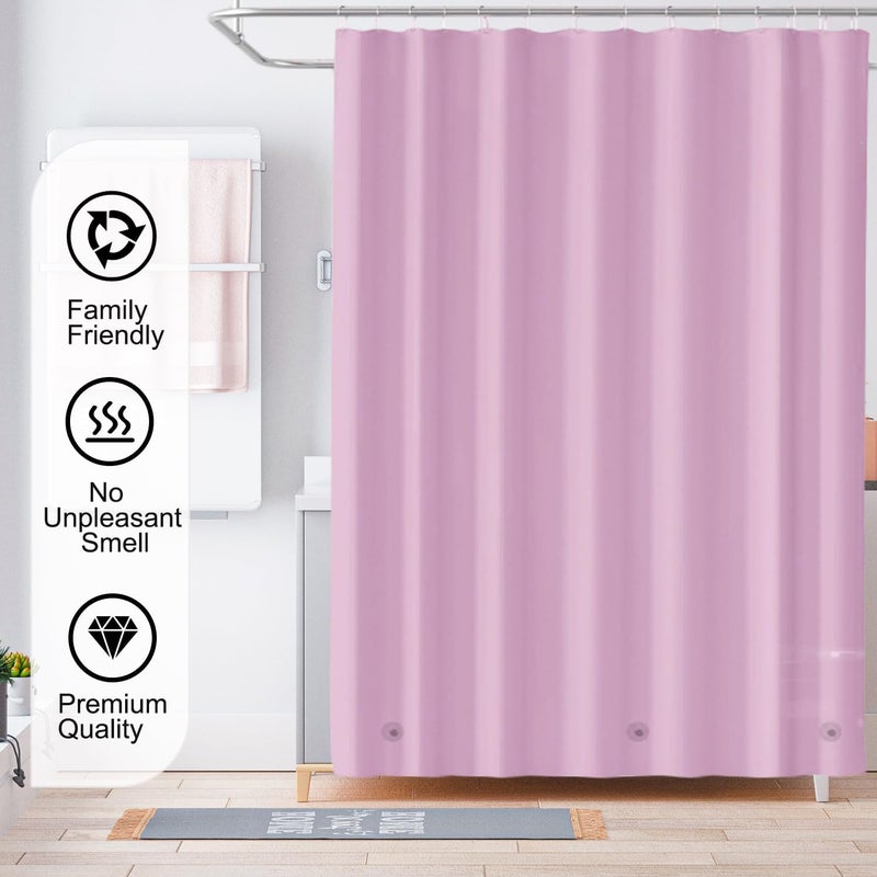 TIKABC Pink Shower Curtain Liner, 4G PEVA Shower Liner, Plastic Peva Waterproof Shower Curtains, 72x72 inch with Grommet Holes 3 Magnetic Weights - Image 5